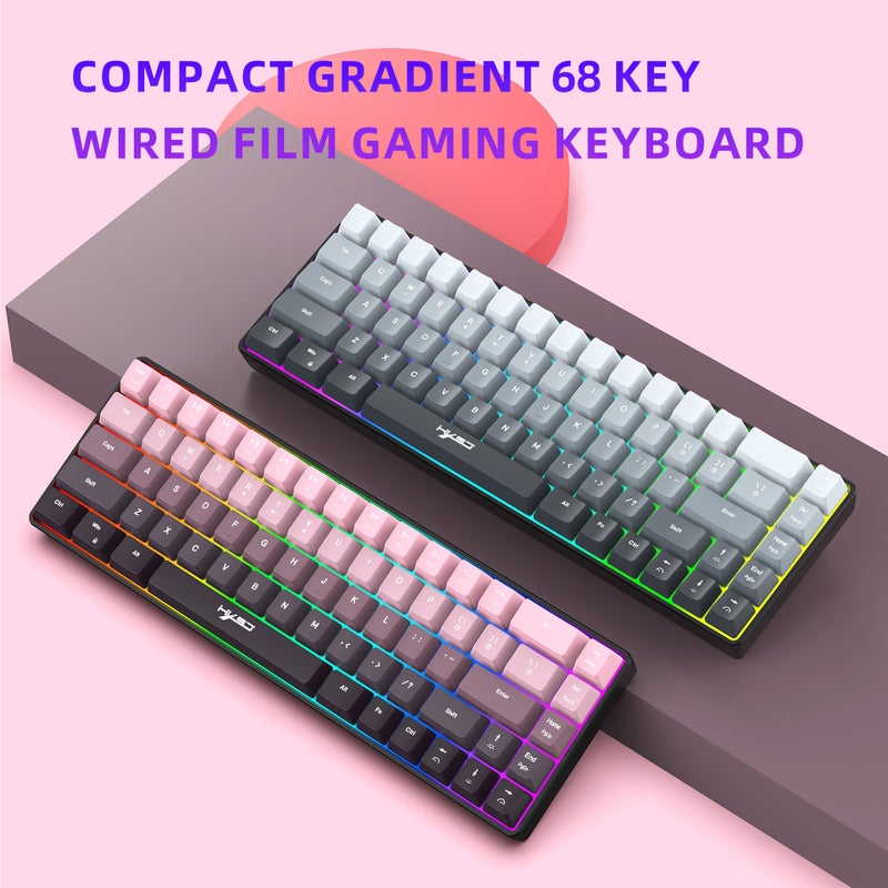 68 Key Gradient Wired Film Keyboard 25 Key Conflict-Free Two-Color Injection Keycap Rgb Backlight - Image 2
